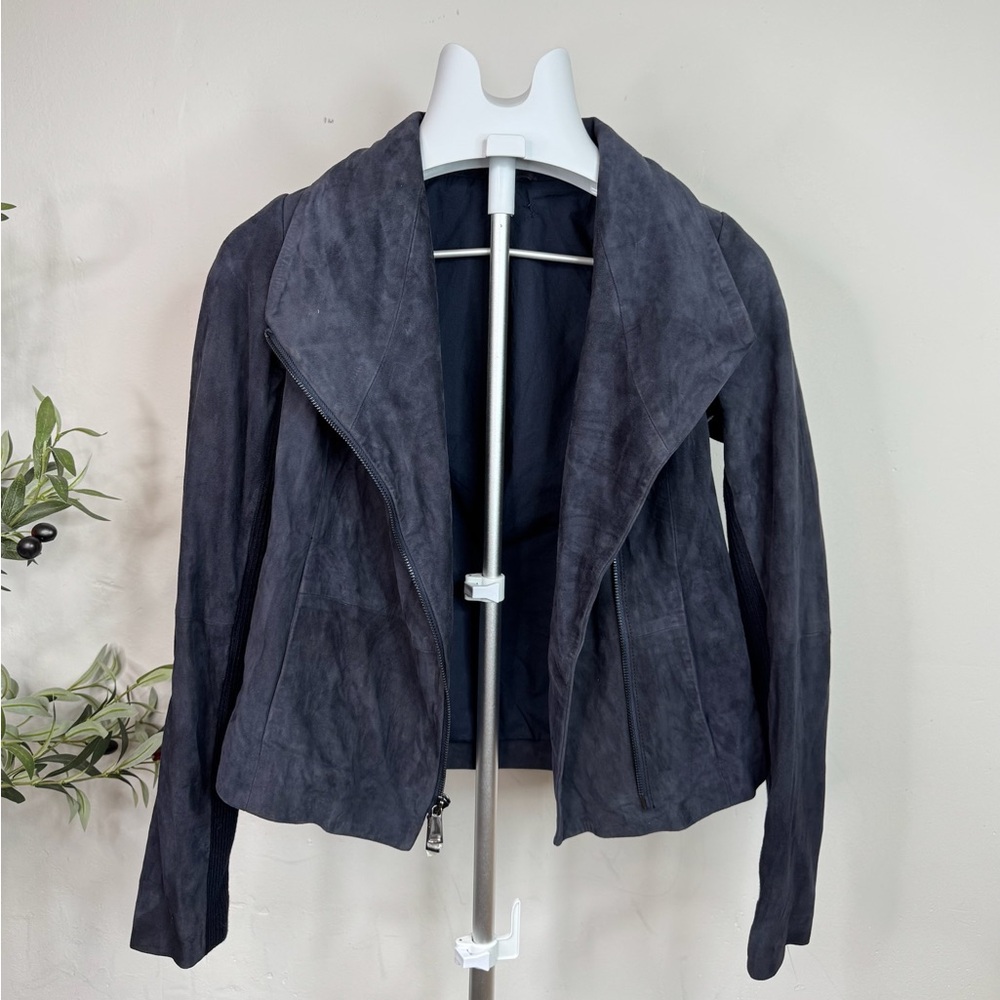 Vince Suede Navy Leather Jacket XS